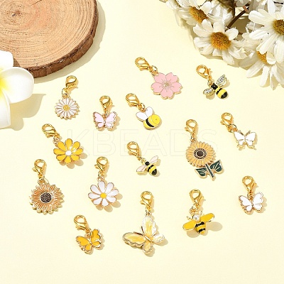 15Pcs Alloy Enamel Pendant Decoration HJEW-YW00064-1