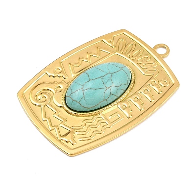 Bohemian Style 304 Stainless Steel with Synthetic Turquoise Big Pendants LS-STAS-G381-02G-07-1