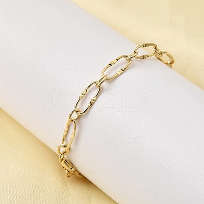Brass Paperclip Chains Bracelet for Women BJEW-A065-09G-1