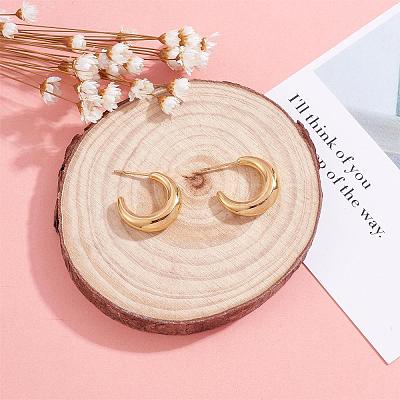 Crescent Moon Chunky Stud Earrings Half Hoop Earrings Open Oval Drop Earrings Teardrop Hoop Dangle Earrings Pull Through Hoop Earrings Statement Jewelry Gift for Women JE1089C-1