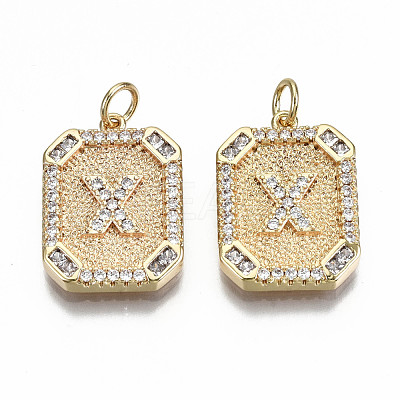 Brass Micro Pave Clear Cubic Zirconia Pendants KK-S356-234X-G-NF-1