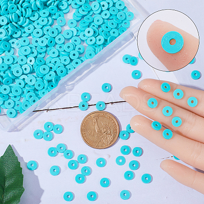 Flat Round Handmade Polymer Clay Beads CLAY-SC0001-58A-01-1