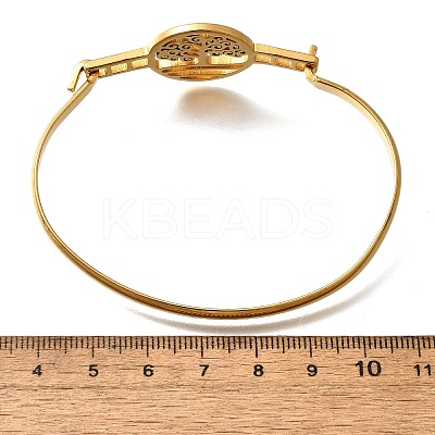201 Stainless Steel Flat Round Link Bangles for Women LS-BJEW-R014-01G-01-1
