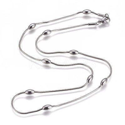 Non-Tarnish 304 Stainless Steel Herringbone Chain Necklaces LS-NJEW-F261-19P-1