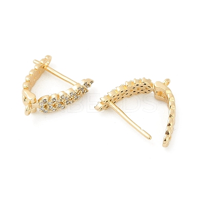 Brass with Cubic Zirconia Stud Earring Findings KK-Q051-02G-1