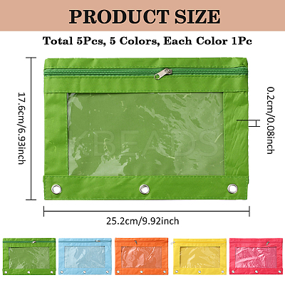 5Pcs 5 Colors Oxford Cloth with Alloy Pen Cases for 3-Ring Binder AJEW-CP0007-99B-1