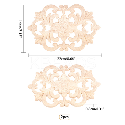 Rubber Wood Carved Onlay Applique Craft AJEW-OC0001-47-1