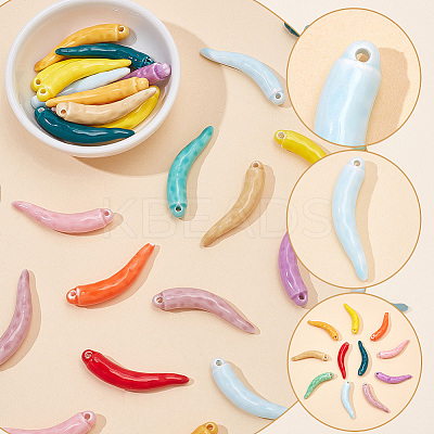 30Pcs Handmade Porcelain Pendants PORC-SC0001-54A-1