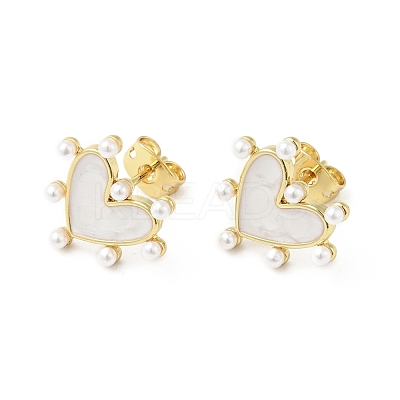 Rack Plating Brass Enamel Stud Earrings for Women EJEW-G311-02G-1