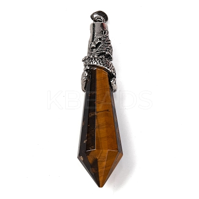 Natural Tiger Eye Pointed Big Pendants G-Q184-02L-AS-1