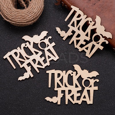 Trick or Treat Halloween Blank Wooden Cutouts Ornaments WOOD-L010-03-1