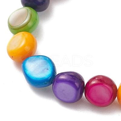 Dyed Natural Shell Beads Stretch Bracelets for Women BJEW-JB13582-1