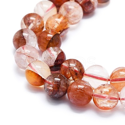 Natural Red Hematoid Quartz/Ferruginous Quartz Beads Strands G-K245-A01-04-1