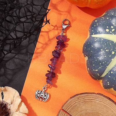 Halloween Pumpkin Alloy Pendant Decorations HJEW-JM02073-02-1