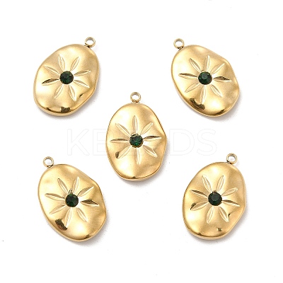 PVD Vacuum Plating 201 Stainless Steel with Rhinestone Pendants STAS-J401-VC920-1