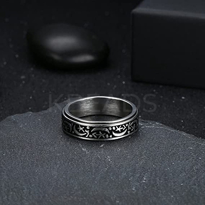Rotatable 201 Stainless Steel Finger Rings PW-WGFD7F6-03-1