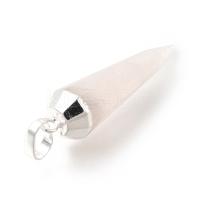 Natural Rose Quartz Pointed Pendants G-P487-02P-1