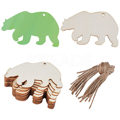 Animal Theme Unfinished Blank Wooden Pendants Set for Painting Arts WOOD-WH0124-26B-1