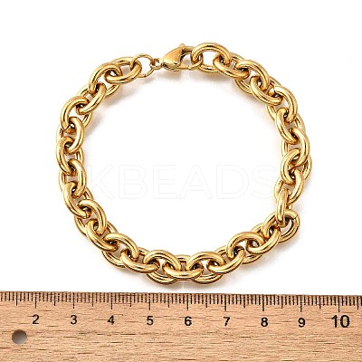 304 Stainless Steel Cable Chain Bracelets for Women LS-BJEW-Q050-01A-G-1
