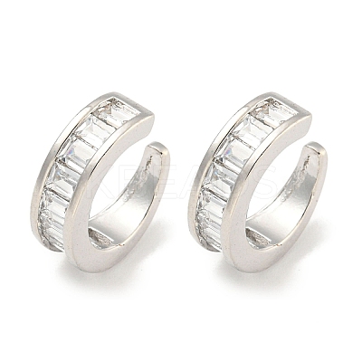 Brass Micro Pave Clear Cubic Zirconia Cuff Earrings for Women EJEW-C104-126P-1