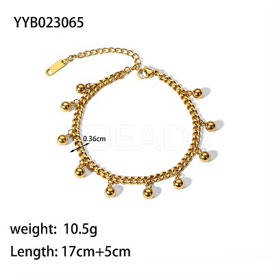 Simple 304 Stainless Steel Curb Chains Charm Bracelets for Summer Beach PM6439-15-1