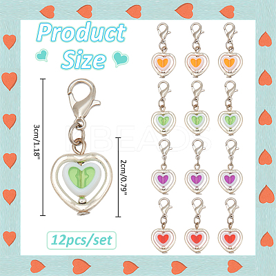 12Pcs 4 Colors Plastic Pendant Stitch Markers HJEW-NB00047-1