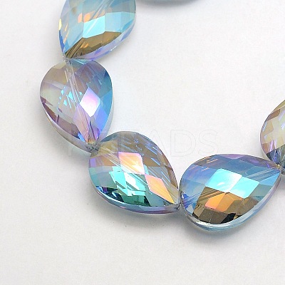 Electroplate Crystal Glass Teardrop Beads Strands EGLA-F067B-05-1