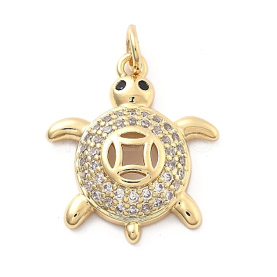 Rack Plating Brass with Cubic Zirconia Pendants KK-Q017-01C-G-1