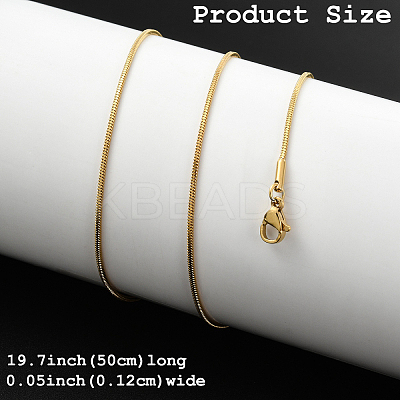 8Pcs Classic Plain 1.2MM 304 Stainless Steel Snake Chain Necklaces for Men Women NJEW-YW0001-26-1