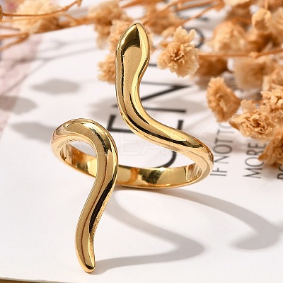 Snake 304 Stainless Steel Open Cuff Rings for Women LS-RJEW-M046-02G-1