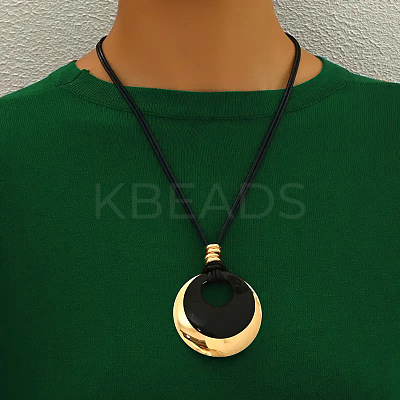 Alloy Ring Pendant Black Cord Necklaces FS-WG3AB90-01-1