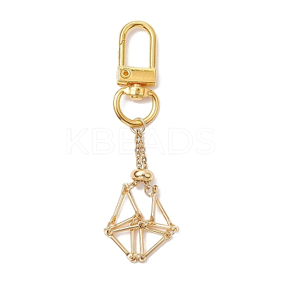 Brass Macrame Chain Pouch Round Shell Pearl Holder Pendant Decorations HJEW-JM02048-01-1