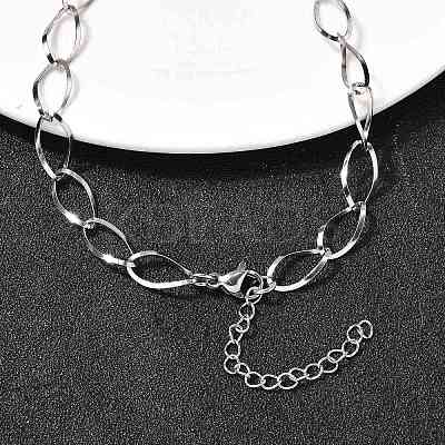 304 Stainless Steel Teardrop Link Chain Necklaces for Women Men NJEW-A058-02P-1