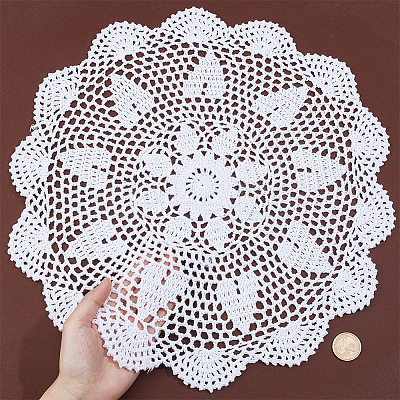 Cotton Braided Hollow Flower Placemats AJEW-WH0368-06-1