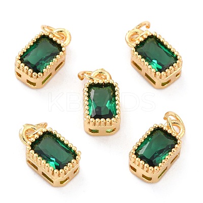 Real 18K Gold Plated Brass Inlaid Cubic Zirconia Charms ZIRC-L100-075G-02-1