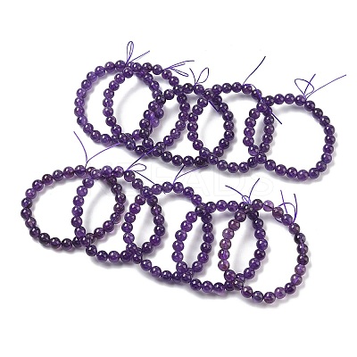 Natural Amethyst Beads Stretch Bracelets for Women BJEW-H636-01-1