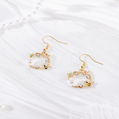 1 Pair Alloy Enamel Dangle Earrings EJEW-LP0007-067-1