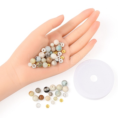 Natural Flower Amazonite Beads Bracelet DIY Making Kit DIY-FS0002-06-1