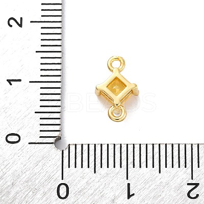 Brass Cubic Zirconia Rhombus Connector Charms KK-F894-12G-01-1