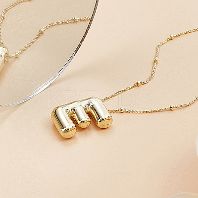 1pc Brass Chain with Alloy Letter Pendants Necklaces NJEW-LP0001-41E-G-1