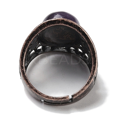 Natural Amethyst Oval Adjustable Rings RJEW-K271-06R-20-1