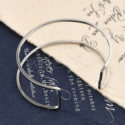 Non-Tarnish 304 Stainless Steel Hollow Open Cuff Bangles for Women BJEW-S155-04P-1