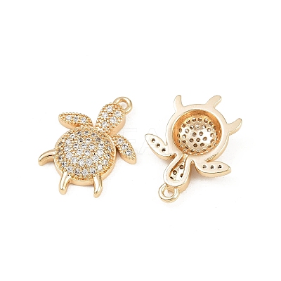 Brass Micro Pave Clear Cubic Zirconia Pendants KK-G535-02C-G-1