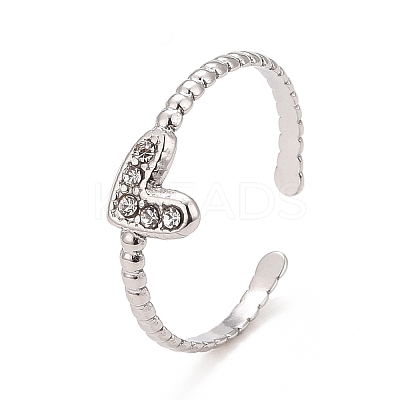 Crystal Rhinestone Heart Open Cuff Ring LS-RJEW-C025-39P-1