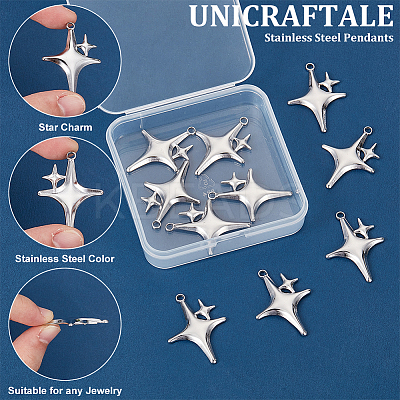 10Pcs 304 Stainless Steel Pendants STAS-UN0061-12-1