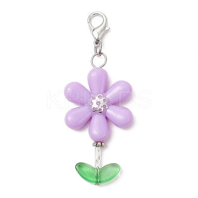Sunflower Acrylic & Glass Beads Pendant Decorations HJEW-JM03238-S-1