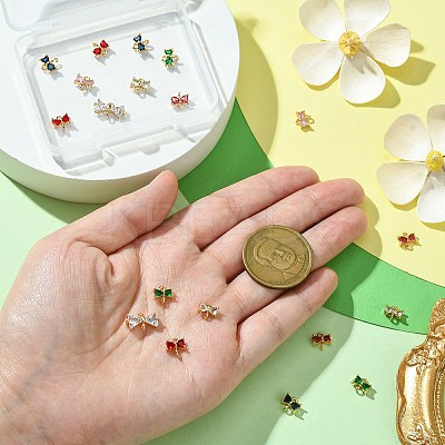 20Pcs Golden Plated Brass Pave Glass Connector Charms KK-CJ0002-28-1