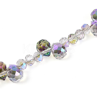 Electroplate Glass and Acrylic Rhinestone Beads Strands MAK-T011-07G-1