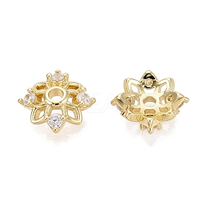 Brass Micro Pave Clear Cubic Zirconia Bead Caps KK-Q071-10G-02-1