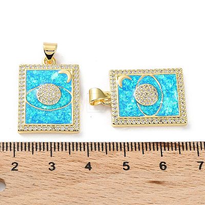 Rack Plating Brass Micro Pave Cubic Zirconia Eye Pendants KK-C041-19G-1